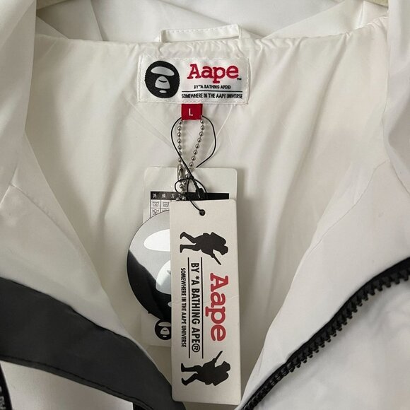 AAPE BY A BATHING APE Size L Hooded Pullover Logo Printed Windbreaker Parka - Picture 6 of 16